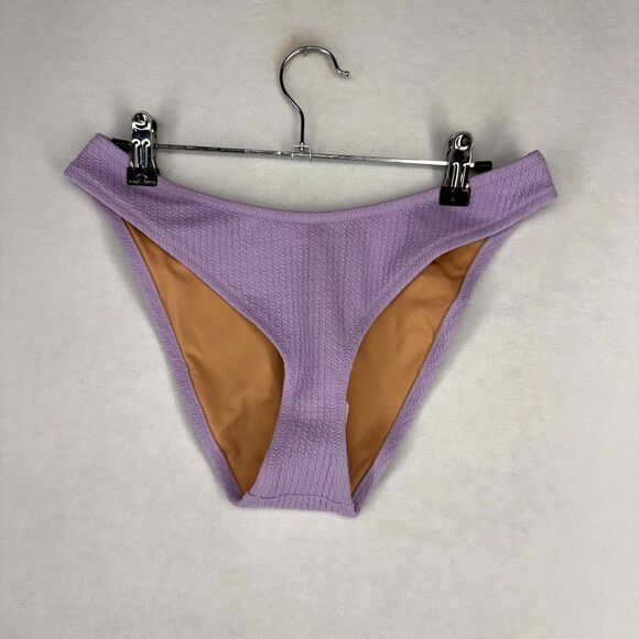 J.Crew Textured Curved Waist Cheeky Bikini Bottom Light Purple Ladies Size M NEW - Picture 1 of 9